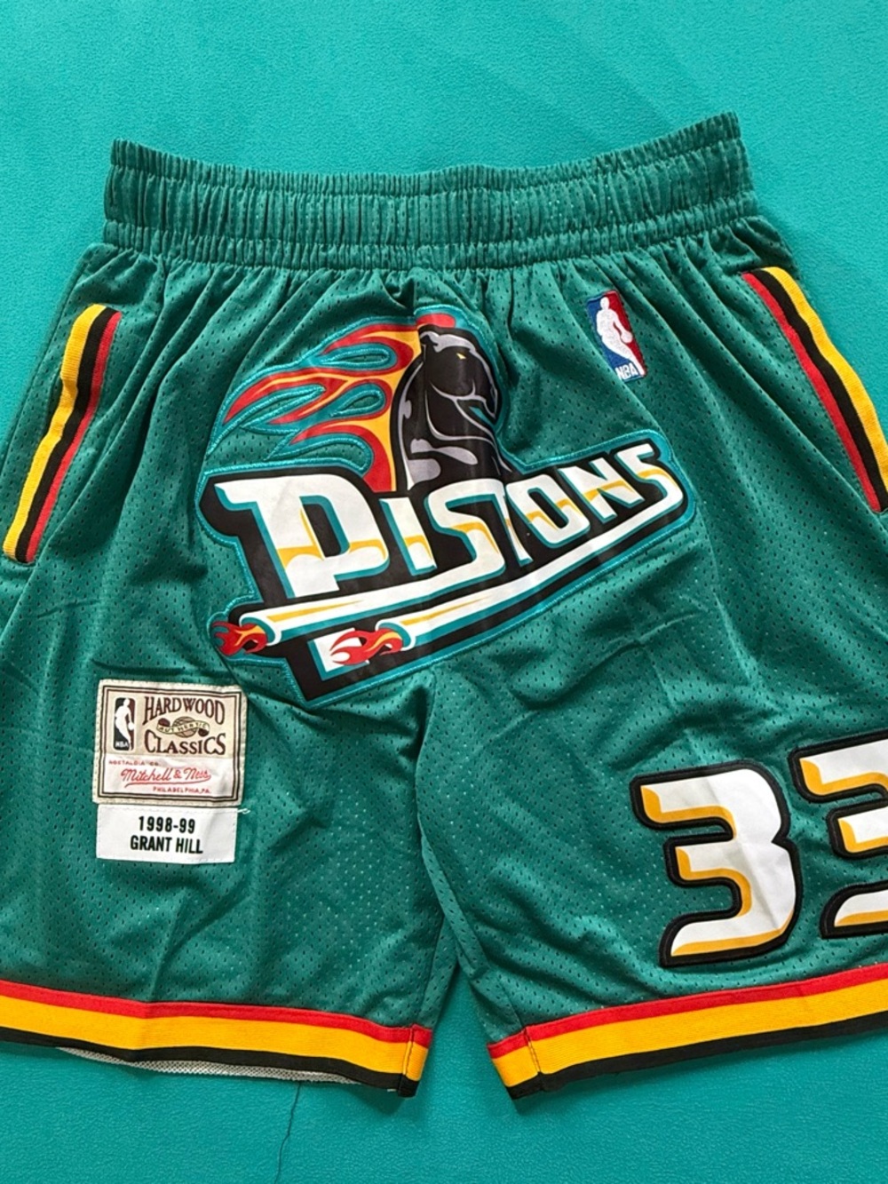 NBA Hardwood Classics Detroit Pistons Teal Grant Hill Shorts